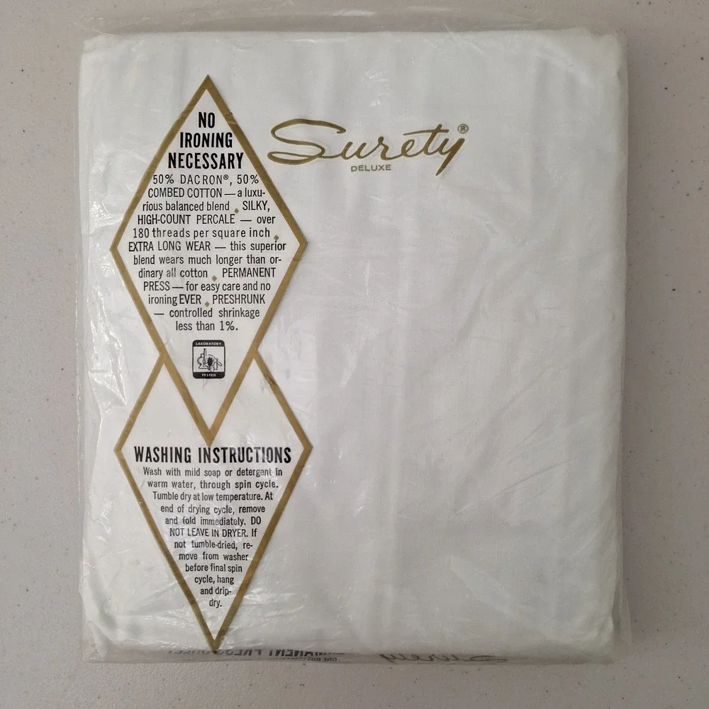 VTG Surety Deluxe No-Iron Perm. Press Combed Percale Double Bottom Fitted Sheet